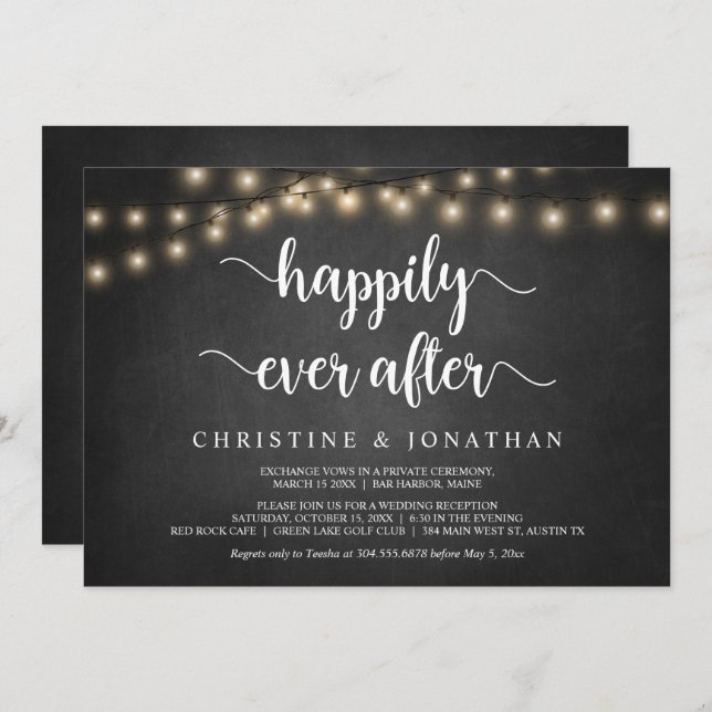 Glücklicherweise immer nach dem Party, String Ligh Einladung (Vorne/Hinten)