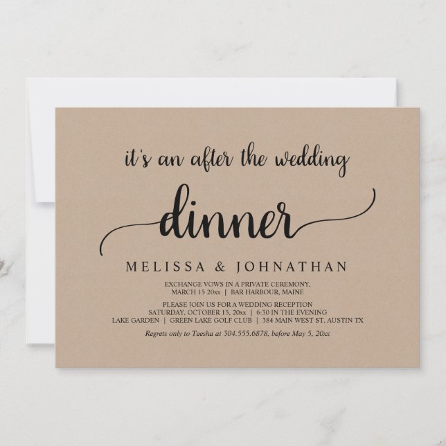 Glücklicherweise immer nach dem rustikalen Hochzei Einladung (Vorderseite)