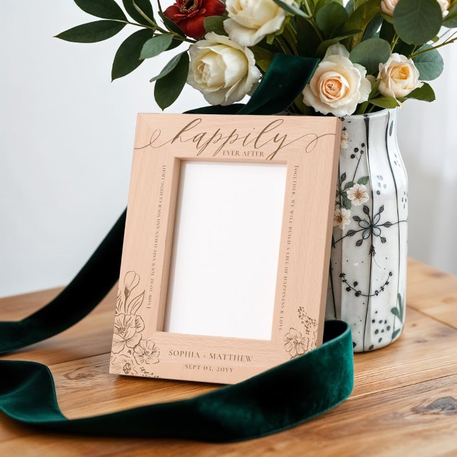 Glücklicherweise immer nach der blutigen Hochzeit  Geätzte Rahmen (Happily Ever After Floral Wedding Vows Keepsake Etched Frames)