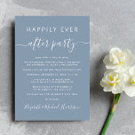 Glücklicherweise immer nach der Dusty Blue Empfang Einladung<br><div class="desc">Einfache und schicke, staubblaue Einrichtung oder private Hochzeitsankündigung und Hochzeitsempfang oder Feier Party Einladung. "Happily Ever After Party" ist in einer Mischung aus schlichter weißer Typografie und einem stilvollen weißen Drehbuch mit Swashes geschrieben. Personalisieren Sie Ihre Hochzeitsankündigung und Empfang-Einladung und fügen Sie Ihre Namen in einem signaturähnlichen Skript. Auf der...</div>