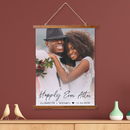 Glücklicherweise immer nach der Hochzeit des Fotos Wandteppich Mit Holzrahmen