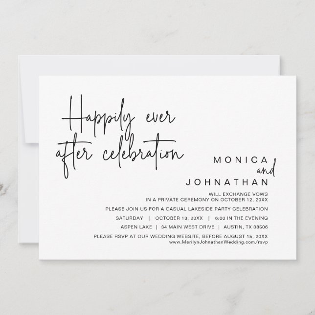 Glücklicherweise immer nach der Hochzeitsfeier Einladung (Vorderseite)