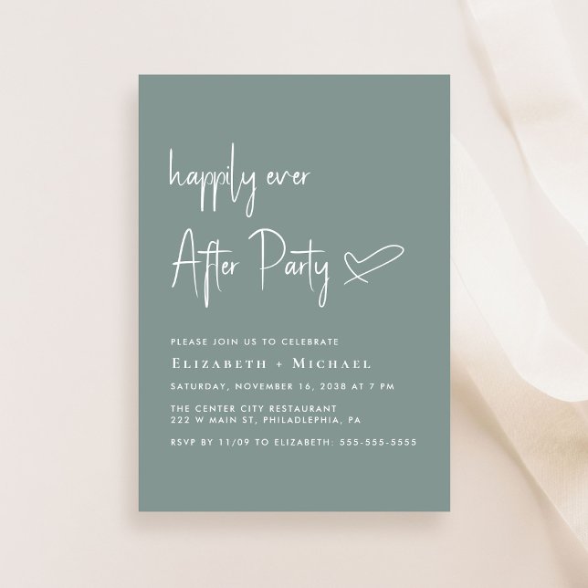 Glücklicherweise immer nach einer grünen Hochzeits Einladung (An chic Happily Ever After Party invitation for your wedding celebration)