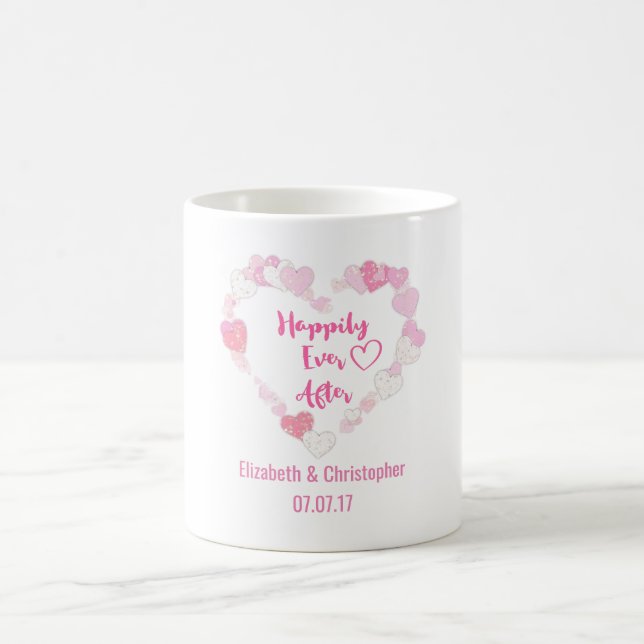 Glücklicherweise immer nach Glitterie Pink Hearts  Kaffeetasse (Mittel)
