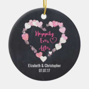 Glücklicherweise immer nach Glitterie Pink Hearts  Keramik Ornament