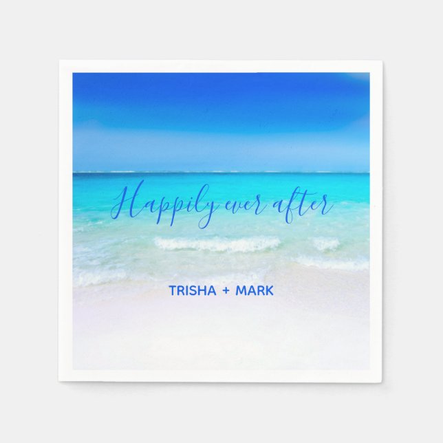 Glücklicherweise immer nach Hochzeit des Blue Para Serviette (Vorderseite)