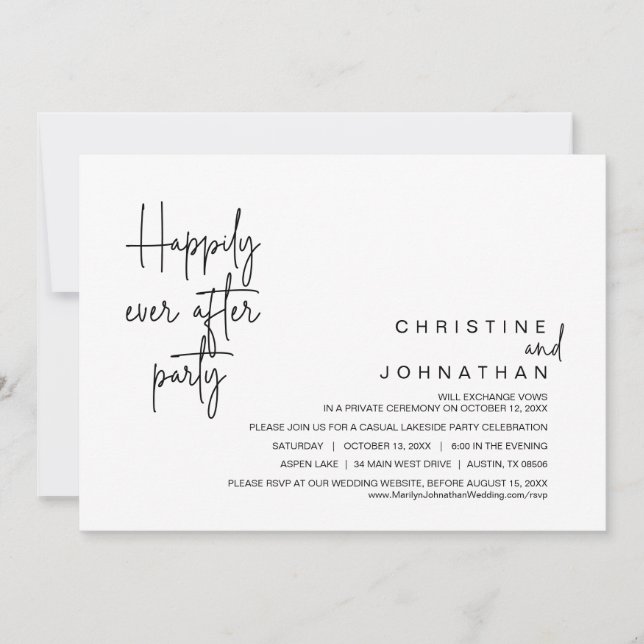 Glücklicherweise immer nach Hochzeit Elopement Par Einladung (Vorderseite)