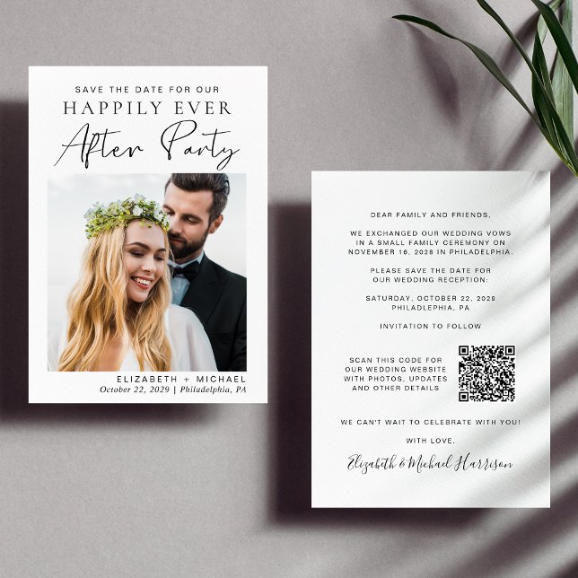 Glücklicherweise immer nach Hochzeit Foto QR Code  Save The Date (Von Creator hochgeladen)