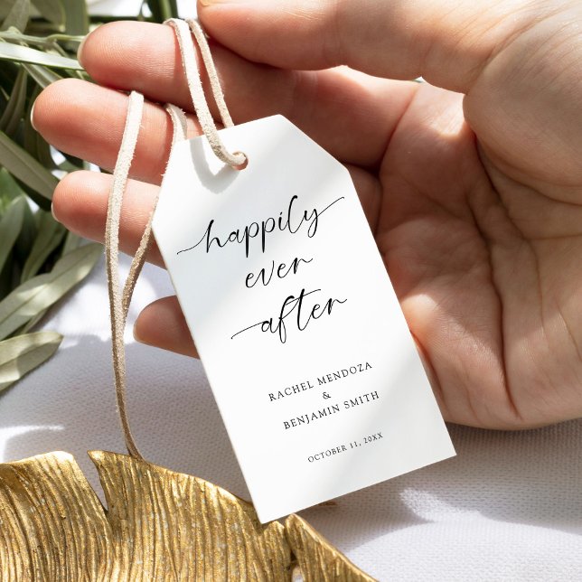 Glücklicherweise immer nach Hochzeit Minimal Scrip Geschenkanhänger (Von Creator hochgeladen)