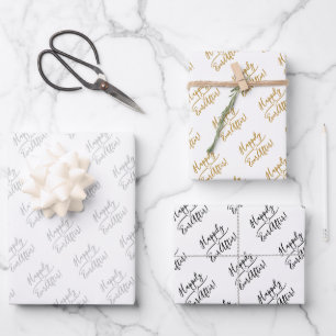 Glücklicherweise immer nach Hochzeit Silver Gold S Geschenkpapier Set