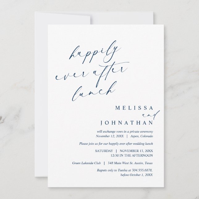 Glücklicherweise immer nach Hochzeitsfeier Einladung (Vorderseite)