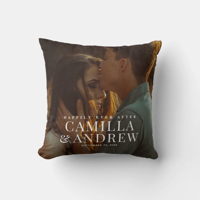 Glücklicherweise immer nach Hochzeitspaare Foto Kissen (Vorderseite)