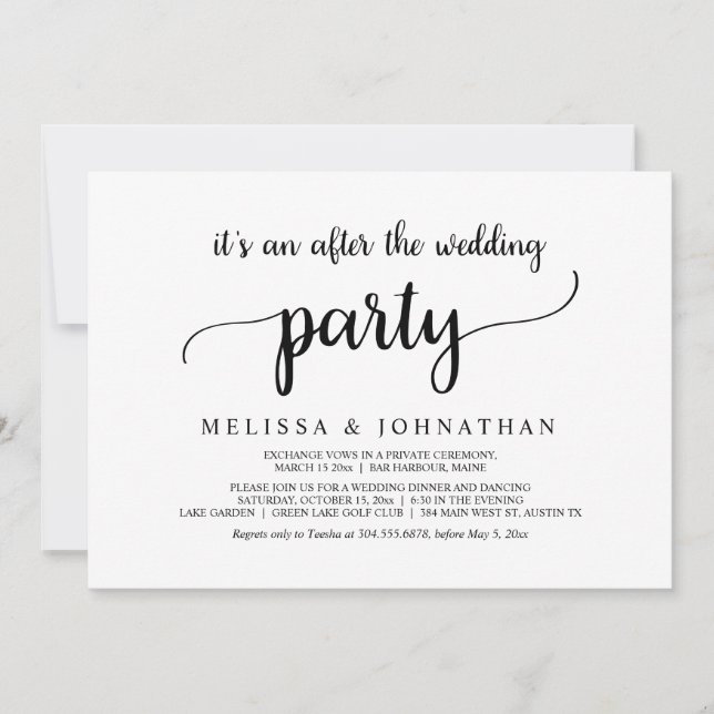 Glücklicherweise immer nach Hochzeitstag Elopement Einladung (Vorderseite)