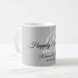 Glücklicherweise immer nach Monogramm grau Kaffeetasse