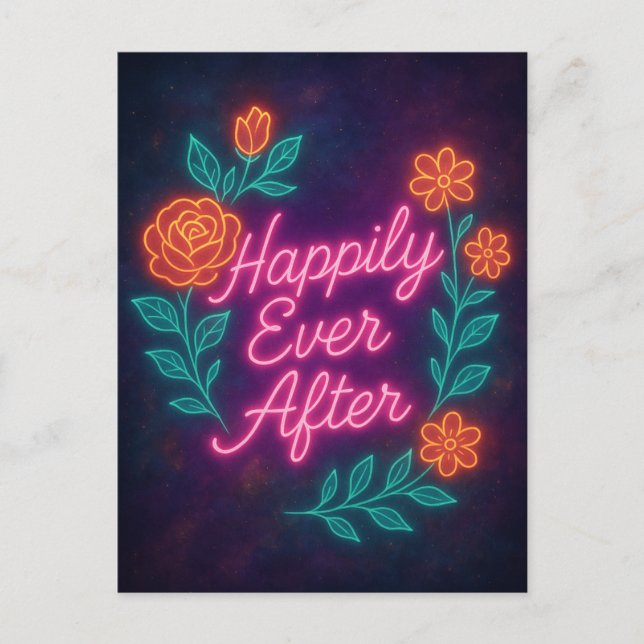 Glücklicherweise immer nach - Neon Vintag ätherisc Postkarte (Vorderseite)