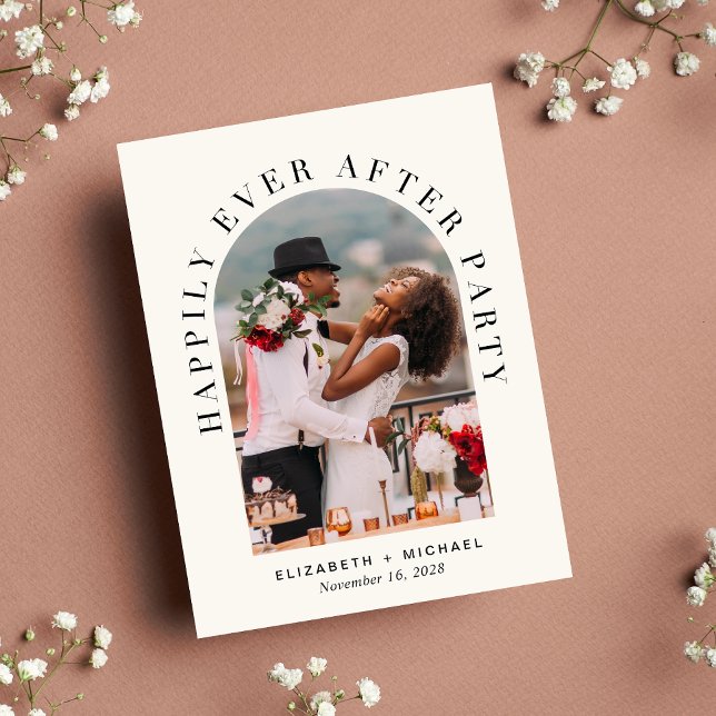 Glücklicherweise immer nach Party Arch Foto Hochze Einladungspostkarte (Von Creator hochgeladen)