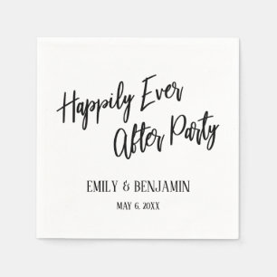 Glücklicherweise immer nach Party Typografie weiß Serviette