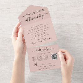 Glücklicherweise immer nach QR Code Blush Wedding All In One Einladung