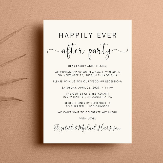 Glücklicherweise immer nach QR-Code Cream Hochzeit Einladung (From private vows to a grand party - invite family and friends to celebrate your marriage!)