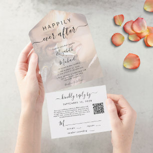 Glücklicherweise immer nach QR Code Foto Hochzeit All In One Einladung