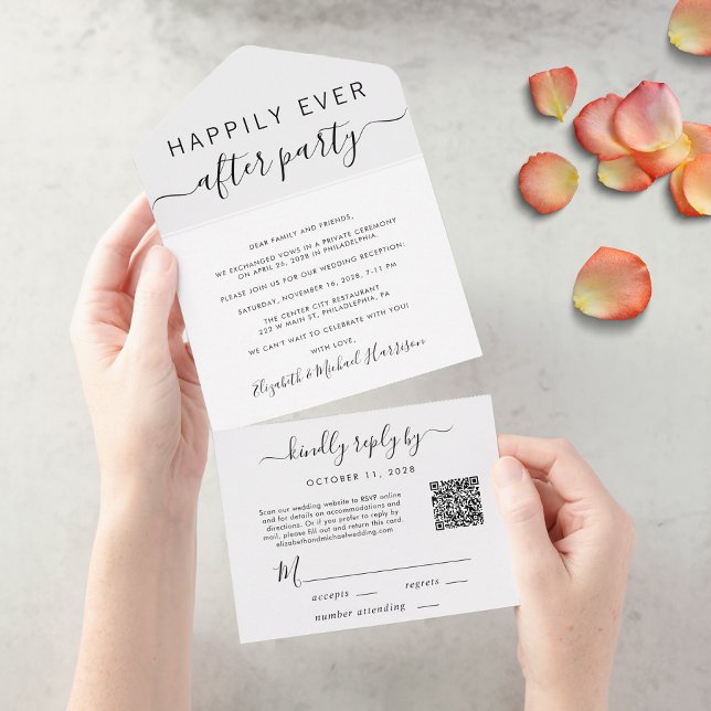 Glücklicherweise immer nach QR-Code Hochzeit Empfa All In One Einladung (Our user-friendly template will generate your QR code automatically from your website address)