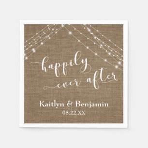 Glücklicherweise immer nach w/Burlap & White Light Serviette