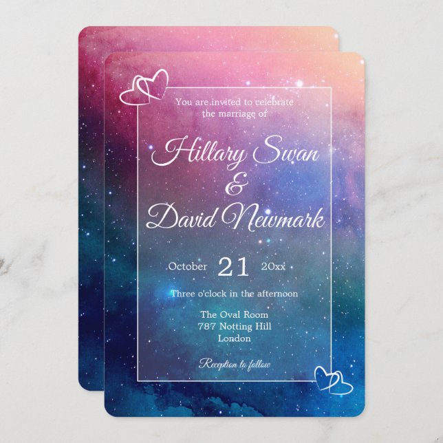 Glücklicherweise je nach rosa Nebelhochzeit Einladung (Vorne/Hinten)