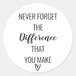 Glücklicherweise vergessen Sie nie den Unterschied Runder Aufkleber
