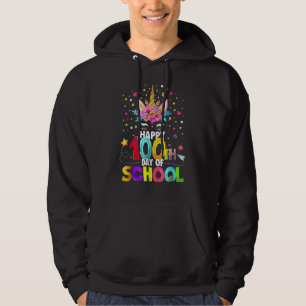 Glückliches 100. Schultags-Einhorn-Gesichtsmaske V Hoodie