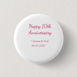 Glückliches 10. Hochzeitsjubiläum einfache minimal Button