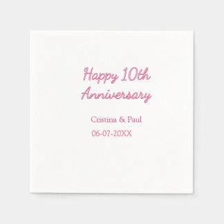 Glückliches 10. Hochzeitsjubiläum einfache minimal Serviette