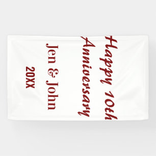 Glückliches 10. Hochzeitsjubiläum mauve einfacher Banner