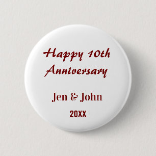 Glückliches 10. Hochzeitsjubiläum mauve einfacher Button