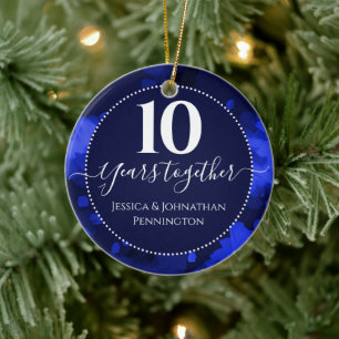 Glückliches 10. Hochzeitstag Ein Foto Keramik Ornament