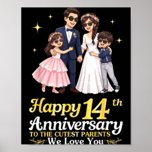 Glückliches 14. Jubiläum Süßeste Eltern Liebe Poster