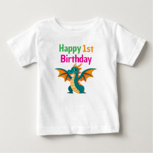 Glückliches 1. Geburtstags-T-Shirt mit süßem grüne Baby T-shirt