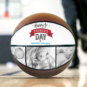 Glückliches 1. Vatertags-Foto in Fettschrift mit r Basketball