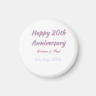 Glückliches 20. Jubiläum LILA MARON HOCHZEITSNAME Magnet