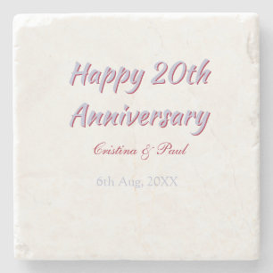 Glückliches 20. Jubiläum LILA MARON HOCHZEITSNAME Steinuntersetzer