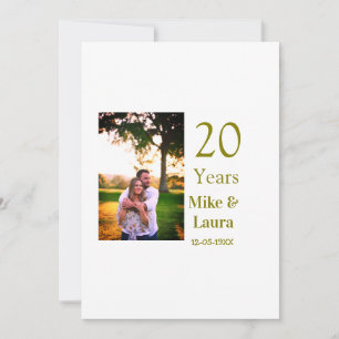 Glückliches 20. Jubiläum Paar Name Datum golden Einladung