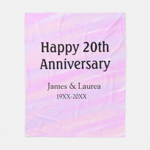 Glückliches 20. Jubiläum rosa lila pastell Name bo Fleecedecke