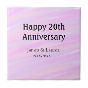 Glückliches 20. Jubiläum rosa lila pastell Name bo Fliese