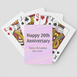Glückliches 20. Jubiläum rosa lila pastell Name bo Spielkarten