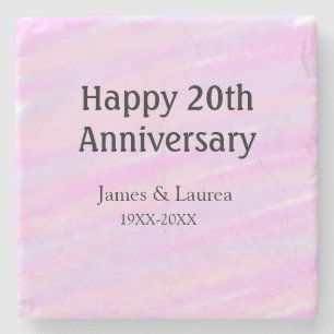 Glückliches 20. Jubiläum rosa lila pastell Name bo Steinuntersetzer