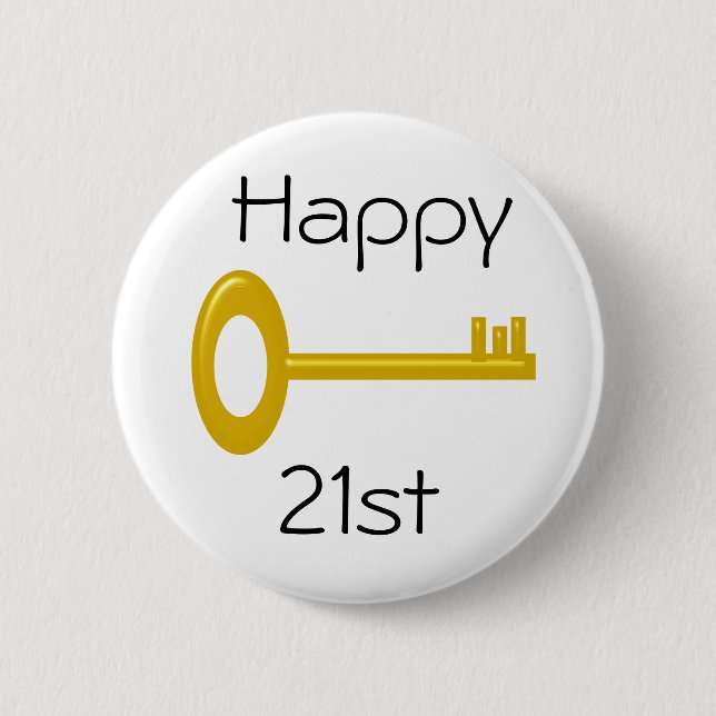 Glückliches 21. Geburtstags-Abzeichen Button (Vorderseite)