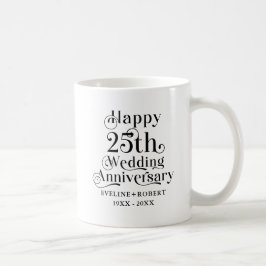 Glückliches 25. Hochzeitsjubiläum Gold-Typografie Kaffeetasse