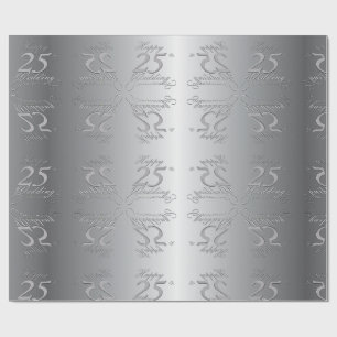 "Glückliches 25. Hochzeitsjubiläum" silberne Schri Geschenkpapier