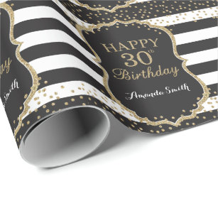 Glückliches 30. Geburtstag Gold Glitzer Wrapping P Geschenkpapier