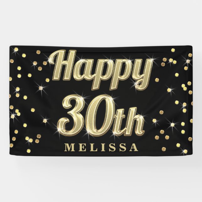 Glückliches 30. GoldBling Banner (Horizontal)