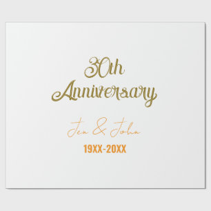 Glückliches 30. Hochzeitsjubiläum goldene orange V Geschenkpapier